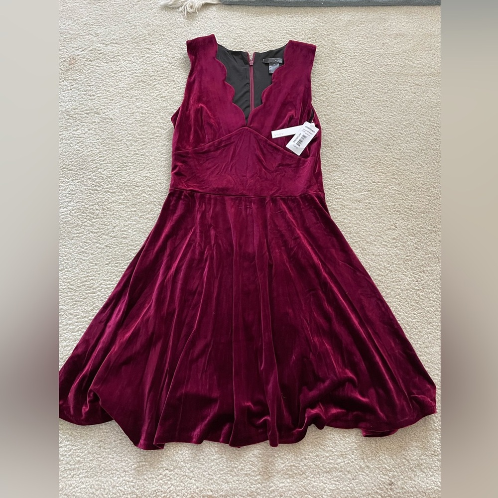 Aqua velvet dress burgundy color new with tags size M